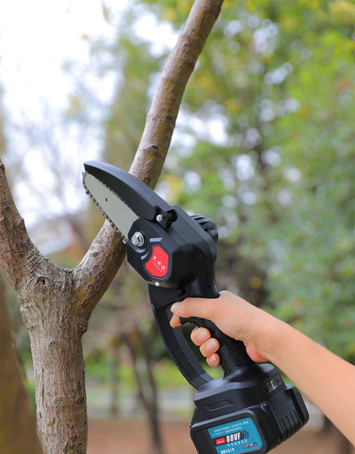 电锯家用小型手持充电式锂电池迷你链锯电动户外修枝锯小锯子锯柴