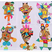 Corrugated Paper Creative Diy Collage Painting Kindergarten Elementary School Fine Art Course Material Pack Suit Colored Graphic Stickers