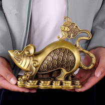 Feng Shui Pure Copper Rat Ornaments Cai Cai Zodiac Big Mouse Craft Gift Home Decoration Decoration