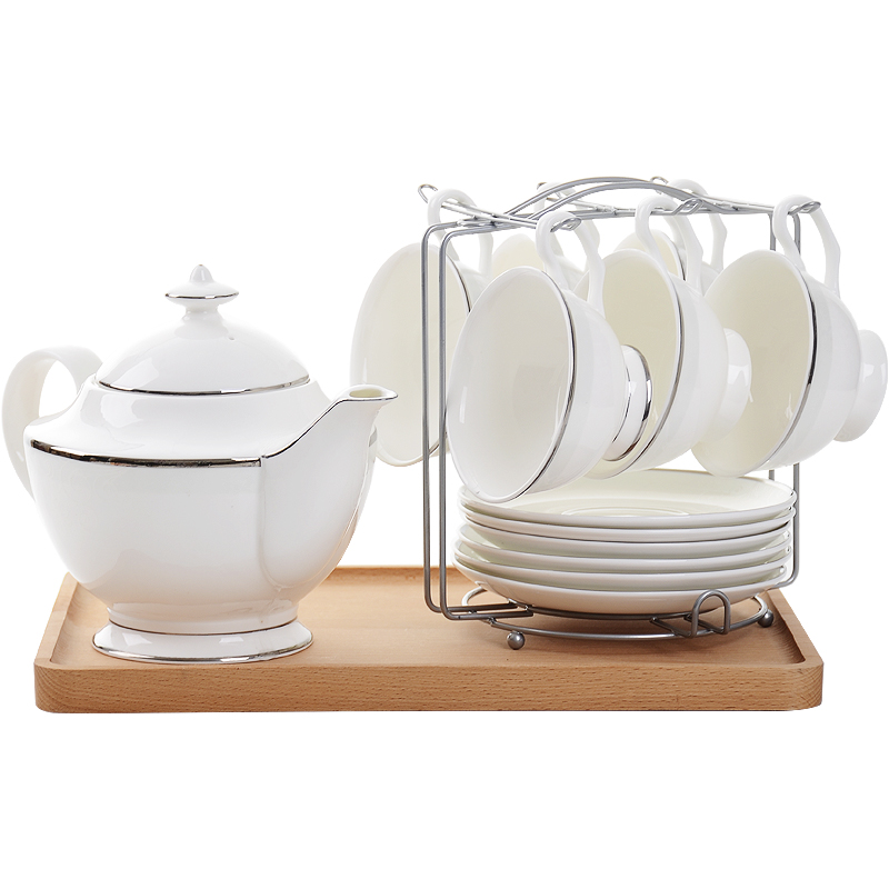 Red peony ipads porcelain cup suit household tray was European - style coffee set ceramic water with cold hot hot tea kettle