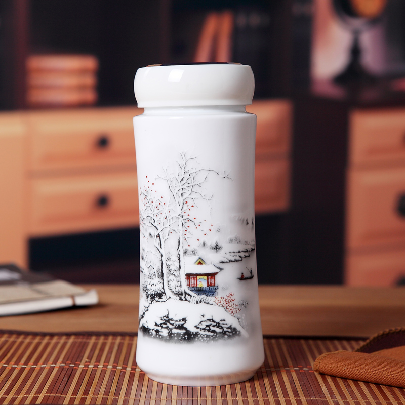 Forest fire creative jingdezhen ceramics keep - a warm glass insulation cup double CPU gift office cup DongMei