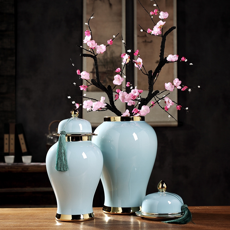 The New Chinese jingdezhen blue tank general furnishing articles sitting room porch mesa table flower between example club floral outraged