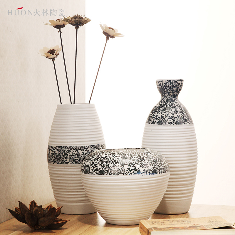 I and contracted three - piece furnishing articles dried flower vase hotel decoration decoration ceramics creative flower flower implement sitting room