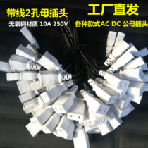 Two-pin 2-hole female plug with cable Outdoor waterproof box power plug Monitoring conversion socket adapter power cord