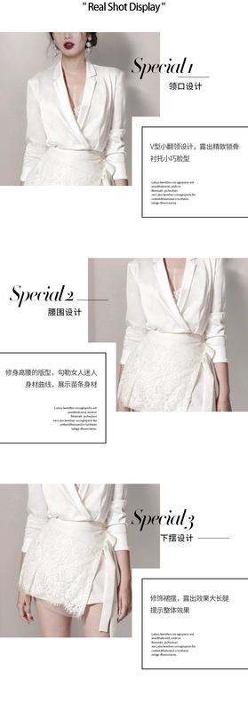 Mùa xuân và mùa hè tính khí áo sơ mi cổ v gợi cảm của phụ nữ ren ren-up eo giảm béo đầm dạ tiệc phù hợp với váy - váy đầm