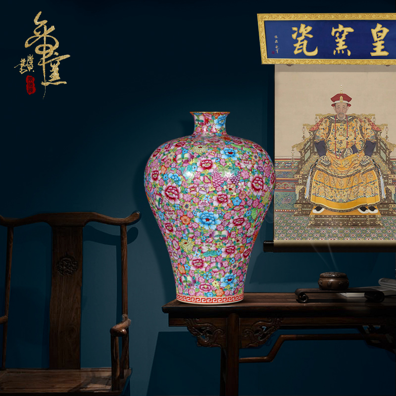 Jingdezhen ceramic imitation the qing qianlong hand - made flower name plum bottle of Chinese style living room TV ark, flower arranging porch is decorated furnishing articles