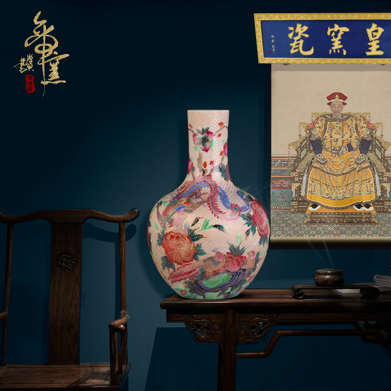 Jingdezhen ceramics antique hand - made thread colored enamel vase Chinese style living room TV cabinet porch is decorated furnishing articles