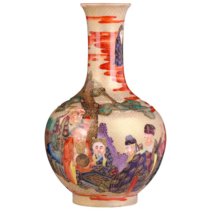 Jingdezhen ceramics imitation the qing qianlong hand - made wire inlay the eight immortals enamel vase of Chinese style living room porch place