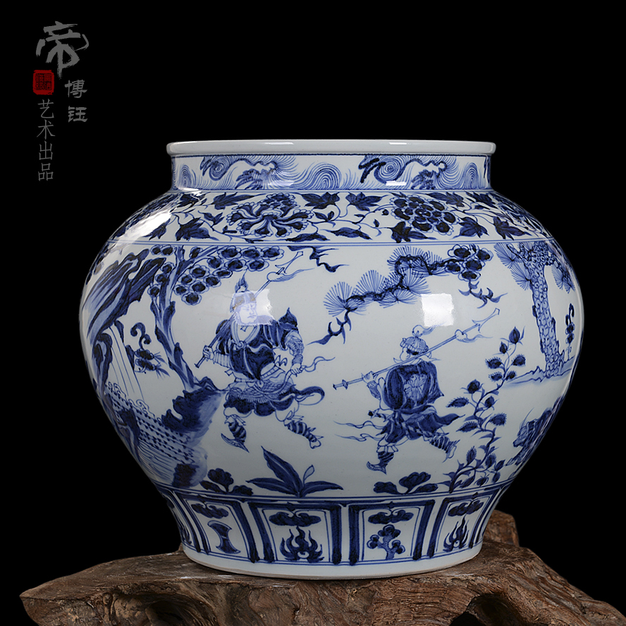 Jingdezhen fine antique ceramics yuan blue and white ghost cereal is downhill pitcher of high - grade hand - made vases, high copy written