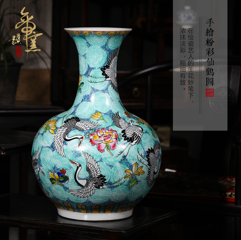Jingdezhen ceramics hand - made pastel landing big vase household adornment handicraft furnishing articles vases, large living room