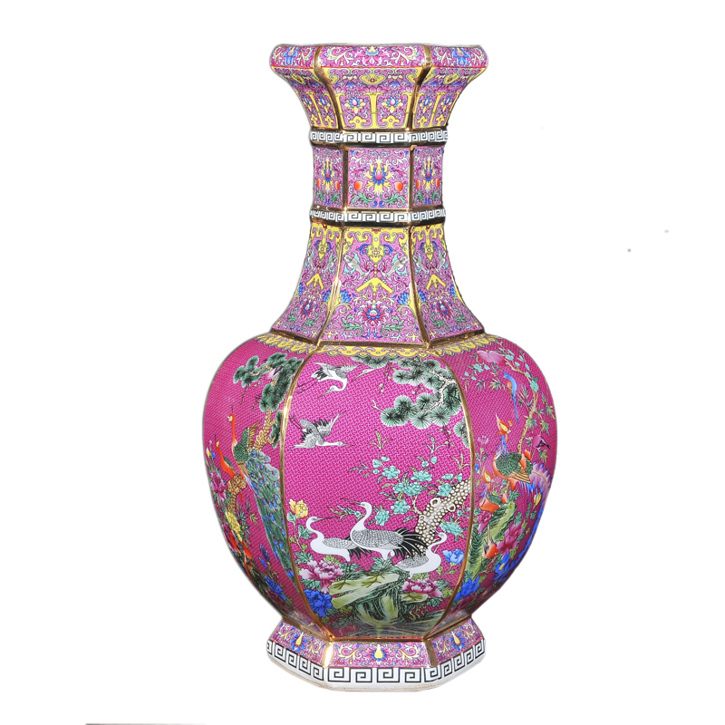 Jingdezhen ceramics antique hand - made colored enamel vase Chinese style from the sitting room porch TV ark adornment furnishing articles