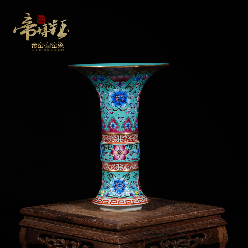 Jingdezhen ceramic vases, high - grade hand - made antique black mushroom powder enamel porcelain flower home sitting room decoration