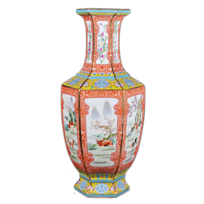 Jingdezhen ceramic antique vase zodiac up fashion furnishing articles housewarming flower arranging landing crafts sitting room