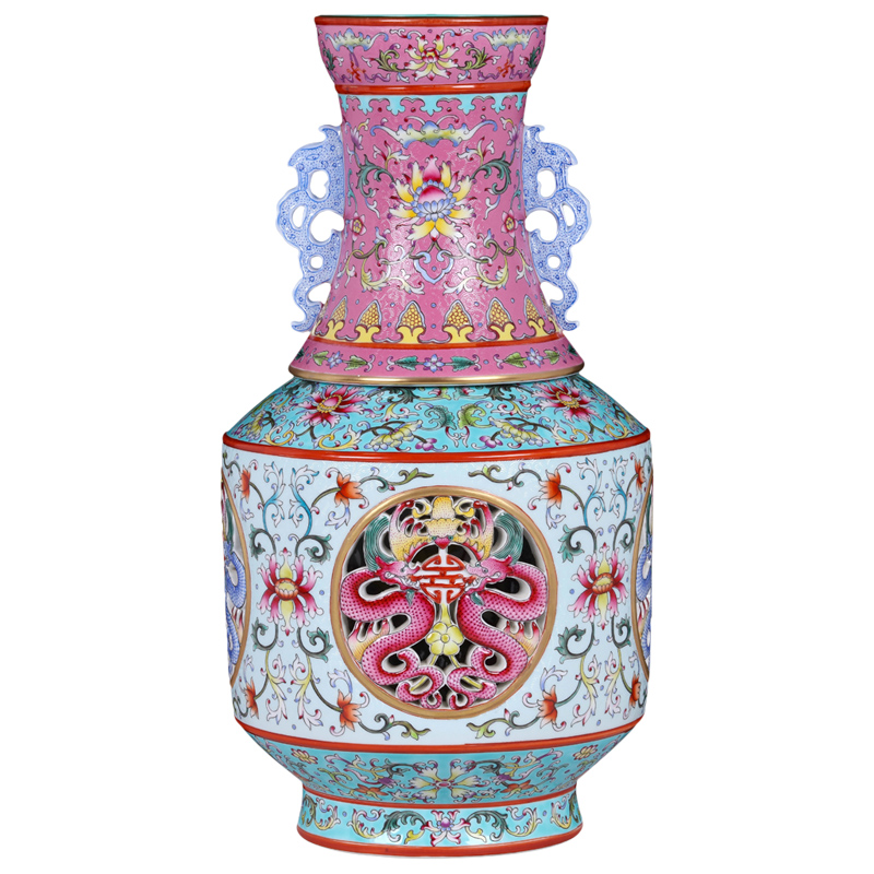 Jingdezhen ceramic vase imitation the qing qianlong enamel see colour switch hollow out bottles of sitting room adornment handicraft furnishing articles which transform the mind