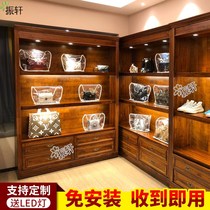 Solid wood shelves retro display cabinets antique jade middle-aged bag shelves display racks tea cosmetics display cabinets
