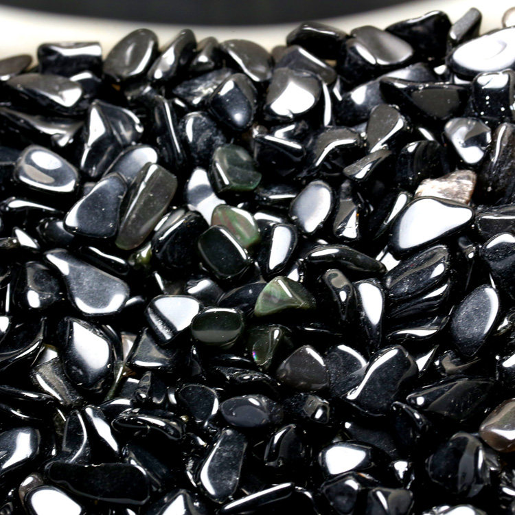 精美 天然黑曜石碎石 每份100克墨西哥彩虹眼黑曜石碎石风水石