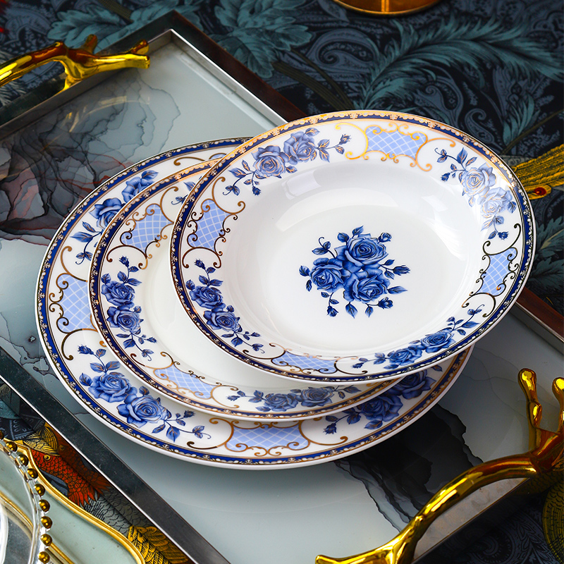 Ceramic bowl chopsticks combination of blue and white porcelain tableware portfolio ipads Chinese style restoring ancient ways dishes suit creative household bowls plates