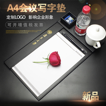 Leather a4 conference clip Pad board business writing memo table pad Tea Cup hole hotel supplies customization