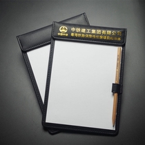 Black leather a4A5 writing pad writing board meeting clip Post-It clip magnetic clip