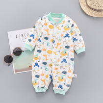 Baby Bei Leu New Baby Spring Autumn Style Suede Khaclothes Baby Newborn Elastic Cotton Front Open One-piece Suit 0-1