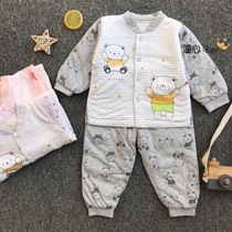 Baby Beilele Baby Autumn Winter Warm Clip Cotton Suit Boy Woman Baby Clips Slim Cotton Front Opening Set
