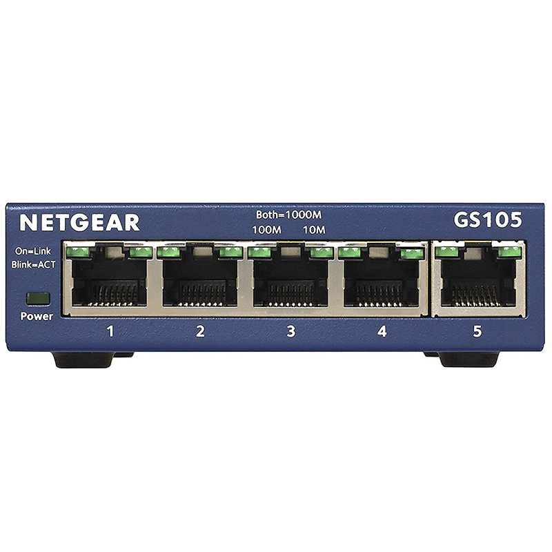 netgear american netgear gs105 5-port full gigabit switch enterprise-class iron shell 1000m port 5-port ethernet switch network monitoring shunt splitter genuine
