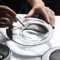 Luxury ashtray gold crystal glass ashtray household living room European style office cigar large anti-ash fly