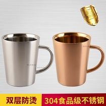 304 stainless steel with ear cup Double-layer cup Heat insulation water cup Mug Childrens cup anti-scalding cup Teacup