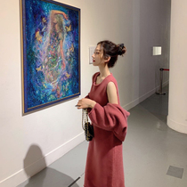 Great Joy Homemade Lazy Breeze < Little Aristocracy > 100 Hitch Knitted Suit Cardion Dress