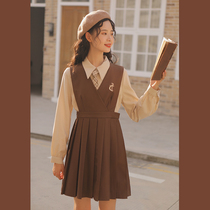 linjou Lingjiu sleeveless dress womens spring and autumn 2022 new style inner V-neck college style small man vest skirt