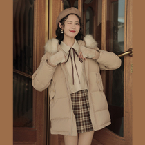Linjou Lingjiu 2022 new winter cotton clothes womens middle and long style college style cotton clothes small tall thick coat