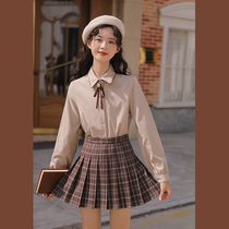 Lingjiu shirt womens design sense niche spring 2022 new retro long-sleeved shirt academy style sweet top