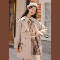 Lingjiu trench coat jacket women short small size British style temperament this years popular coat 2022 spring and autumn new model