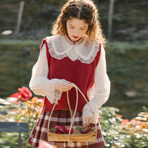 linjou Lingjiu doll collar chiffon shirt womens autumn 2022 new long sleeve slim lace fairy top foreign