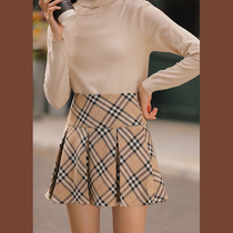 Lingjiu design pleated skirt female spring high-waist skirt plaid slim college style pattern short skirt 2022