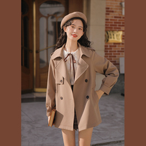 Lingjiu trench coat womens short little man spring 2022 new British style this year popular coat