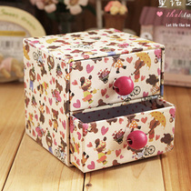 Clearance Japanese jewelry box storage box sundries desktop Korean drawer carton cute bear jewelry box