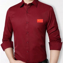 Referee clothes mens long sleeves shirt red pure cotton free of bronzing table tennis refereeing special suit new product sales one million