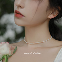 Super polar West mini millet grain natural pearl chic necklace choker neck chain female Net red temperament Joker