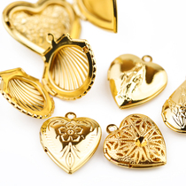 Plated 24K real gold Photo box Peach heart shell water drop shape DIY jewelry accessories(2410A)