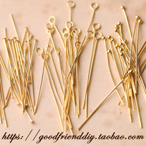 Plated 24K real gold 9-pin flat head T-needle round head T-needle DIY jewelry accessories (2368A)