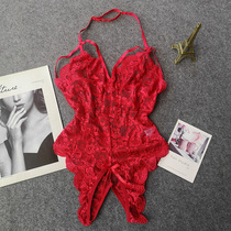 Beautiful sexy tight-fitting Valentines Day underwear ultra-thin lace transparent temptation provocative slim body body body body body one-piece suit