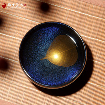 Tianmu glaze tea lamp Handmade wooden leaf Jian Lamp Master cup Kiln change tea cup Puer Tea bowl Kung Fu tea set single cup