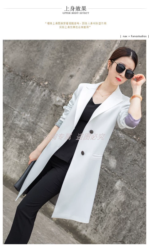 Blazer nữ phiên bản hàn quốc 2019 đi làm giản dị mỏng nhẹ giản dị giảm béo áo dài trung niên áo vest nữ màu trắng - Business Suit