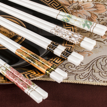 Goode high-grade Seiko tableware European luxury gold rimmed chopsticks bone porcelain palace ceramic chopsticks 10 pairs gift set