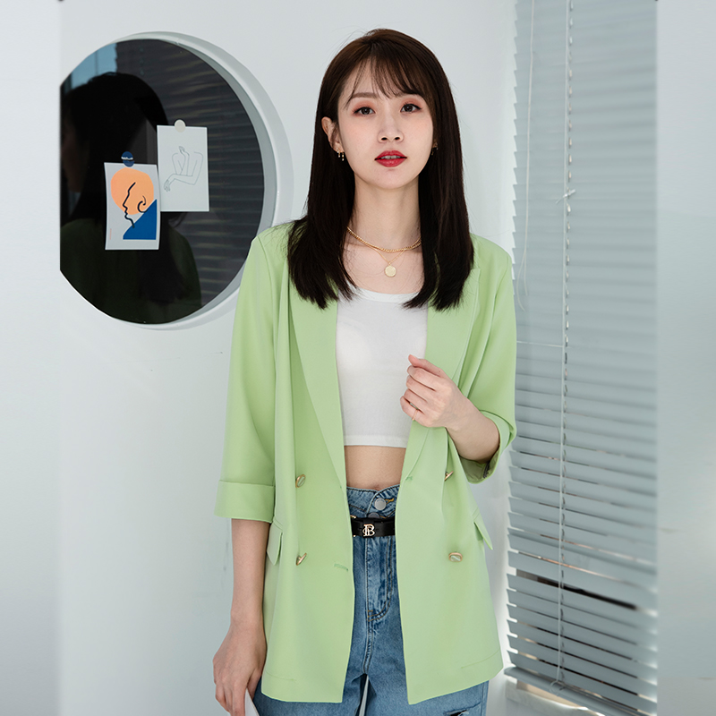 New suit jacket women's thin summer short-sleeved macaron top oversize fashionable summer suit jacket