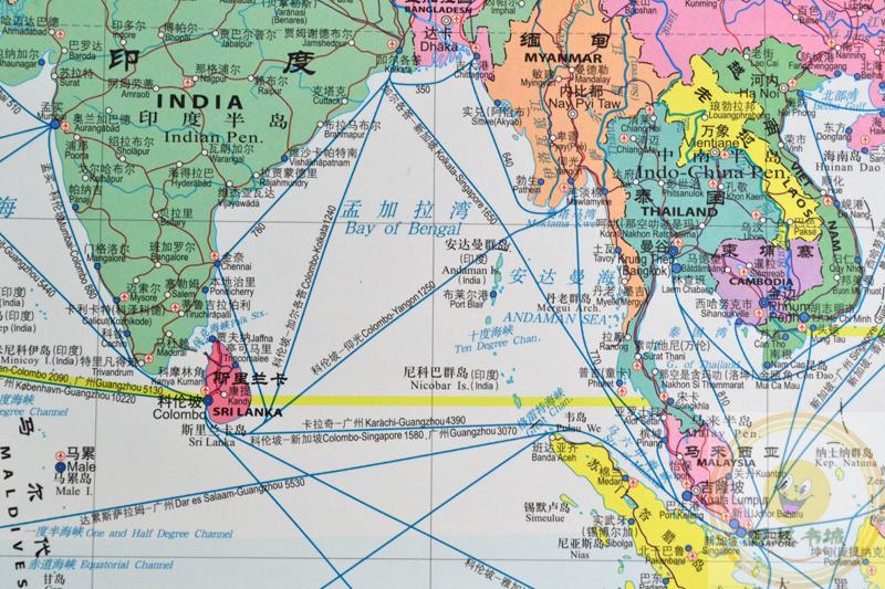 1米 航海路线 港口油港 世界海运交通图map of world maritime transp