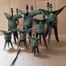 Father Xinjue antique bronze wine glass decoration Wine bottle ancient imperial cup three-legged cup Wine cabinet hall cabinet decoration