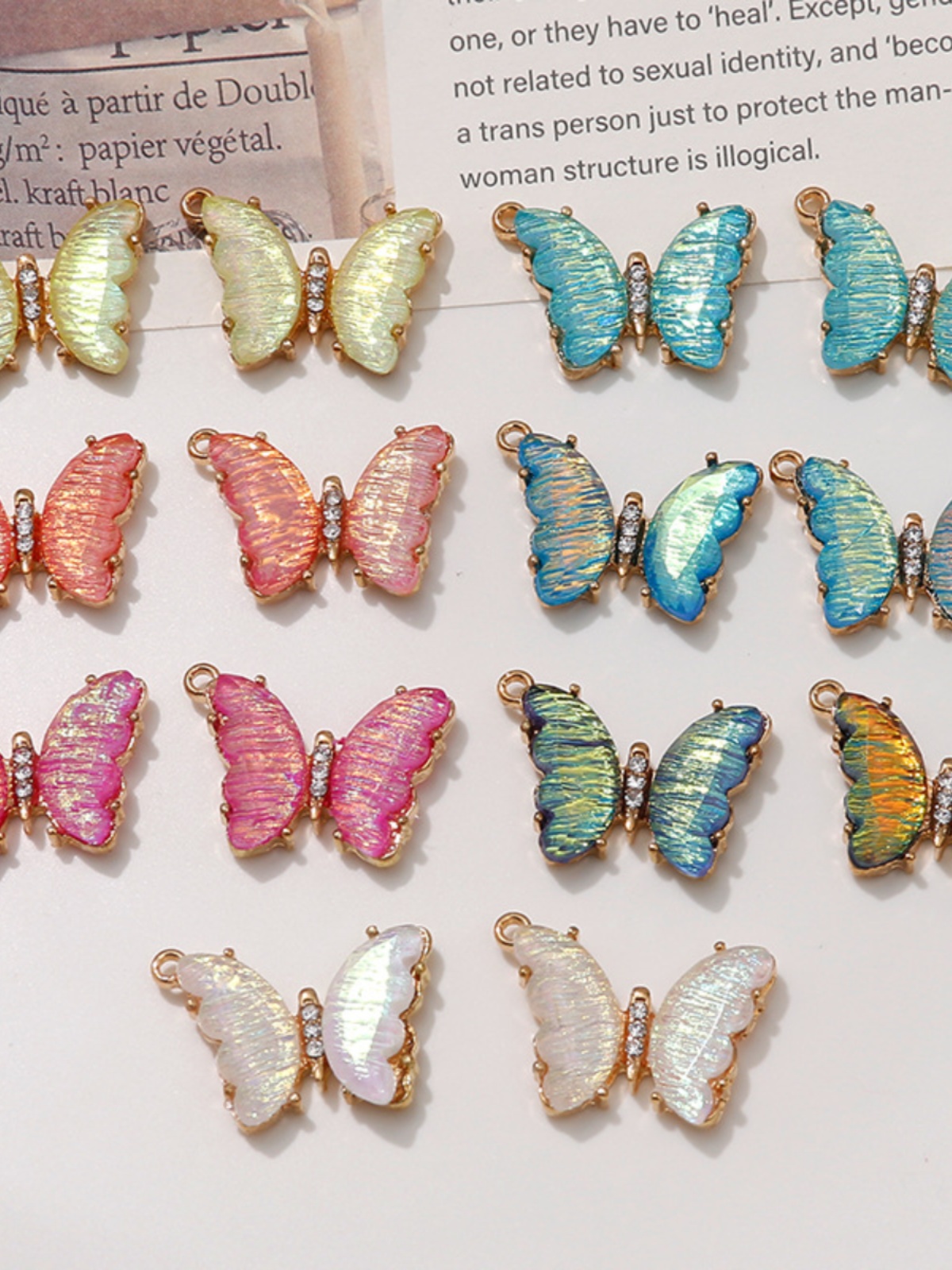 Xiaohongshu Same Style Copper Edge New Fantasy Zhejiang Color-Changing Three-Dimensional Butterfly Earrings Necklace Pendant Accessories Diy Jewelry