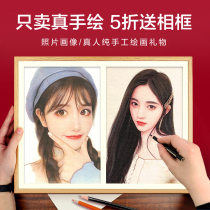 Sketch portrait custom pure hand-painted color lead character generation painting portrait painting Real person photo transfer hand-painted diy gift order